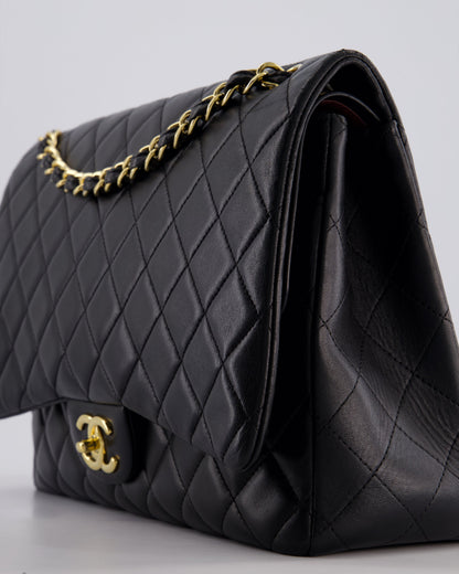 *FIRE PRICE* Chanel Black Maxi Classic Double Flap Bag in Lambskin Leather with Gold Hardware RRP £10,060