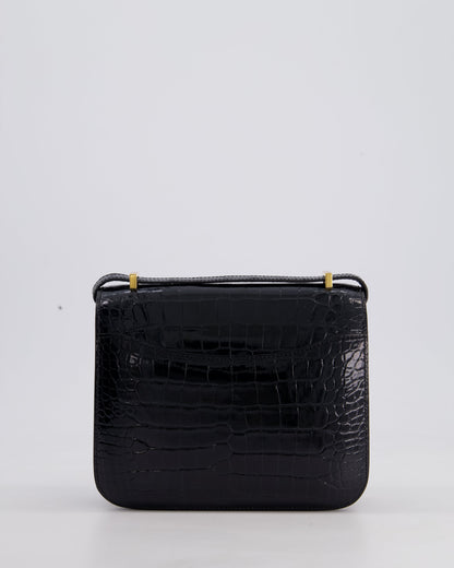 *STORE FRESH* Hermès Mini Constance 18cm Bag in Noir Shiny Alligator Mississippiensis Leather with Gold Hardware