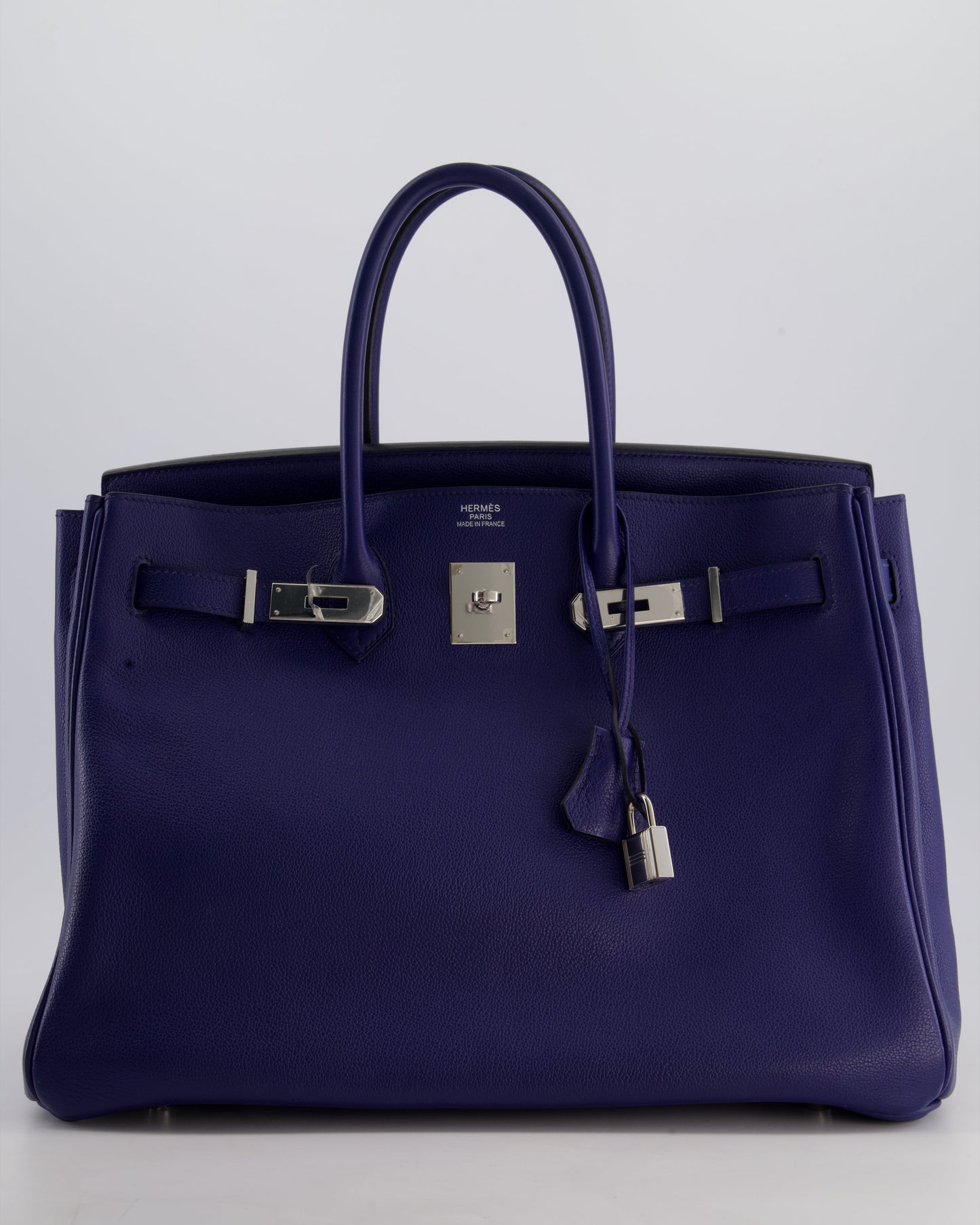 *LIMITED EDITION* Hermès Birkin 35cm Sea, Surf and Fun Bag in Bleu Saphir Novillo Leather with Palladium Hardware and Printed Canvas Interior