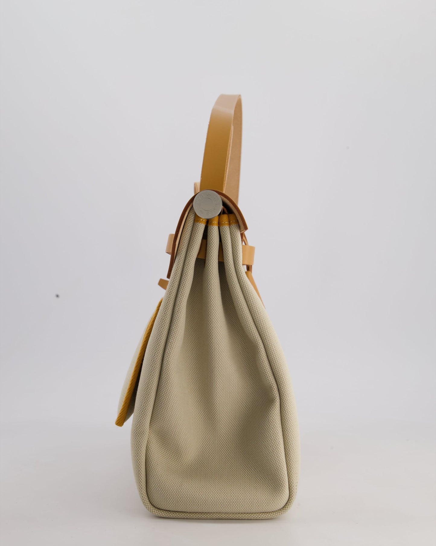 *FIRE PRICE* Hermès Herbag Zip Retourne 31 Bag in Ecru Toille H Canvas, Naturel Vache Hunter Leather with Palladium Hardware