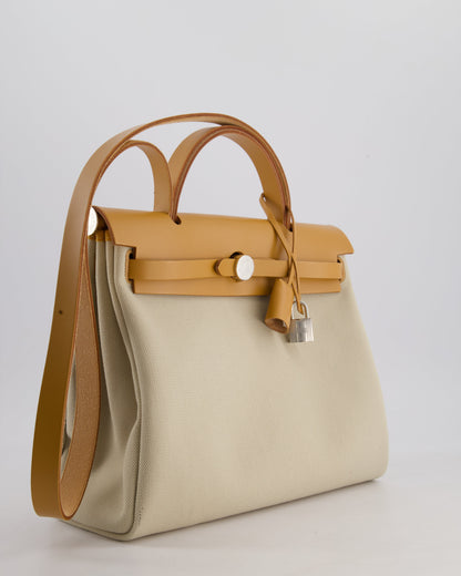 *FIRE PRICE* Hermès Herbag Zip Retourne 31 Bag in Ecru Toille H Canvas, Naturel Vache Hunter Leather with Palladium Hardware