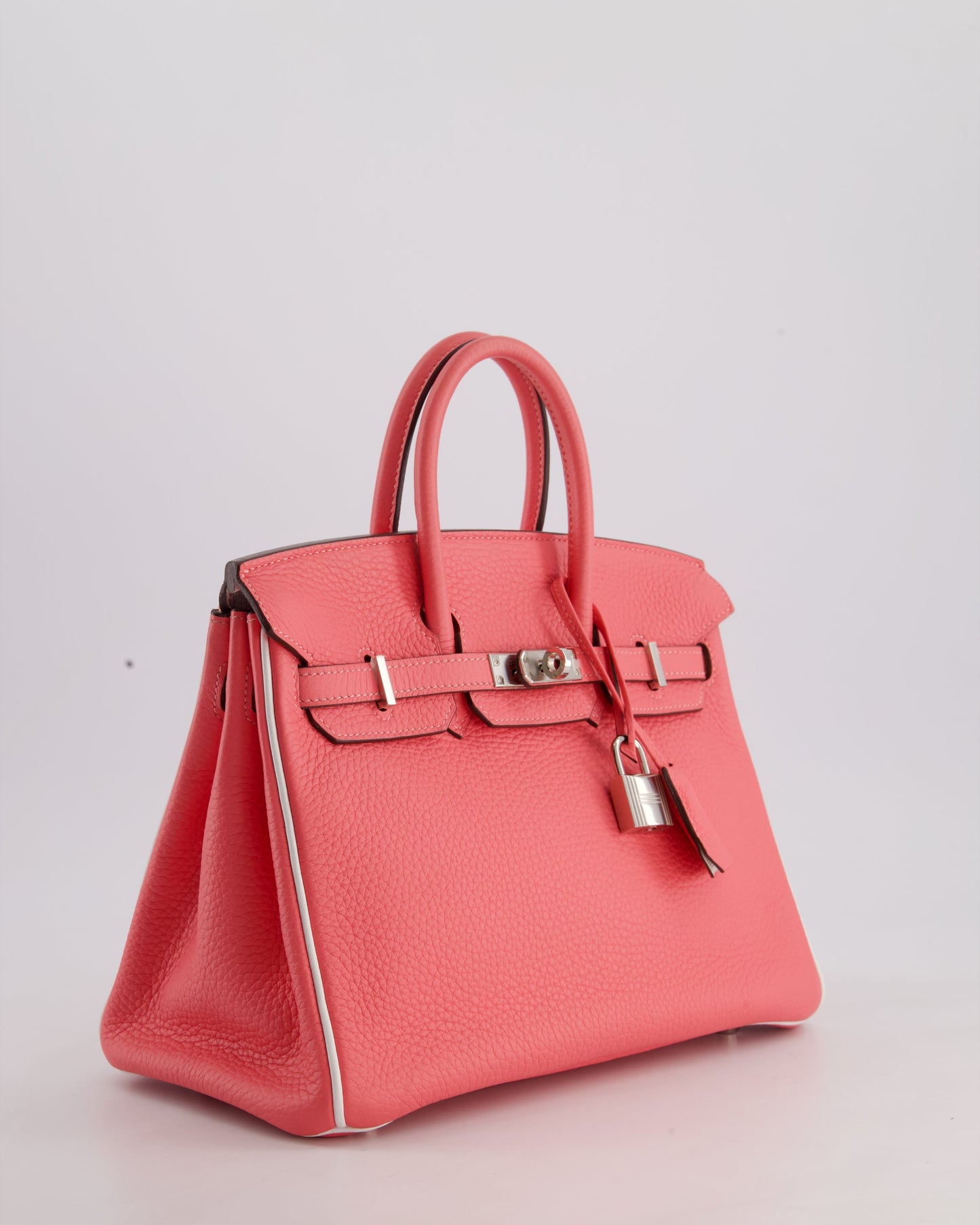 *RARE* Hermès Birkin HSS 25cm Retourne in Rose D'Ete and White Clemence Leather with Palladium Hardware&nbsp;