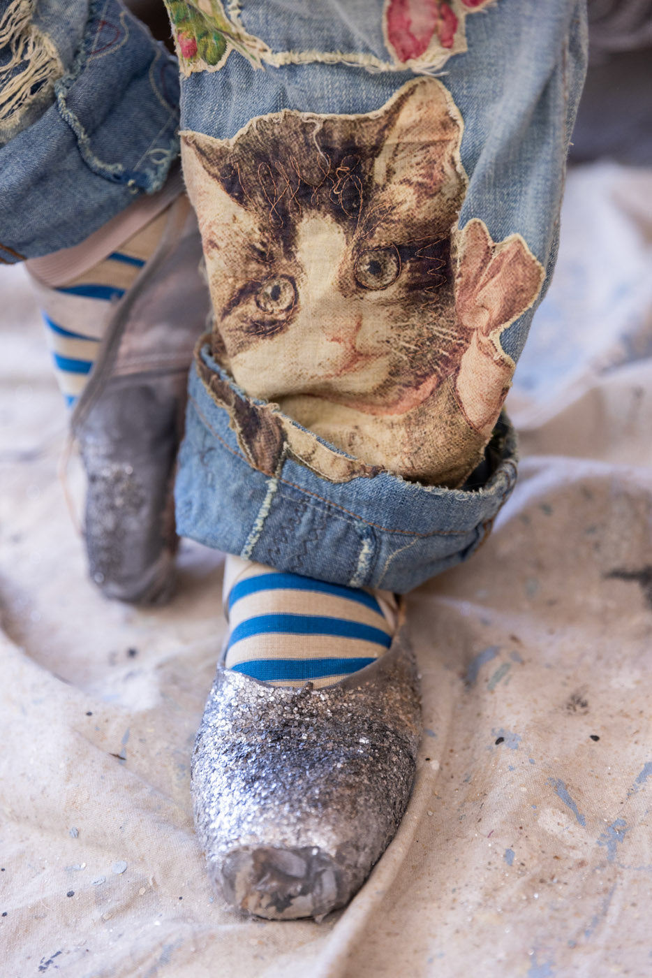 Floral Appliqué Miner Denims