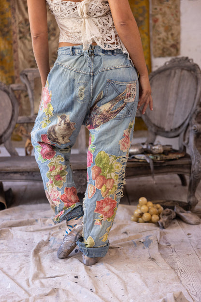 Floral Appliqué Miner Denims