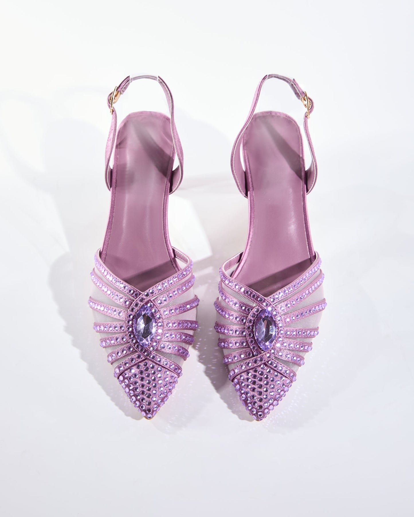 Piera Mesh Rhinestone Slingback Pumps In Viole