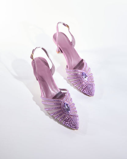 Piera Mesh Rhinestone Slingback Pumps In Viole