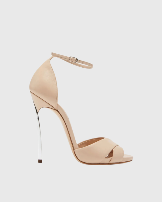Raven Cross Leather Splicing Metal Heels