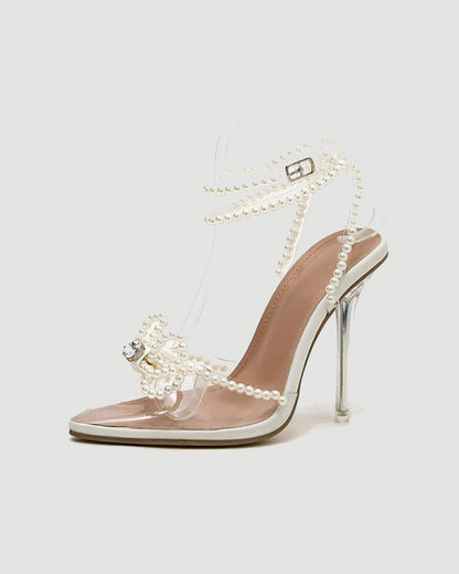 Rina Pearl Chain Embellished PVC Strap Pumps