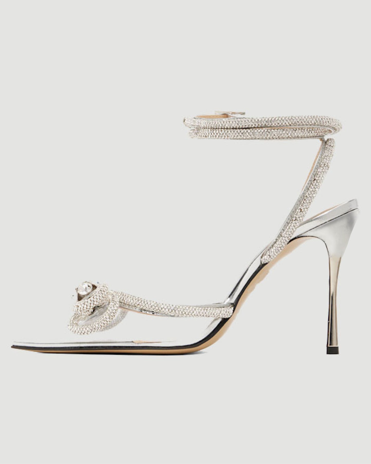 Rina Crystal Bow PVC Strap Pumps