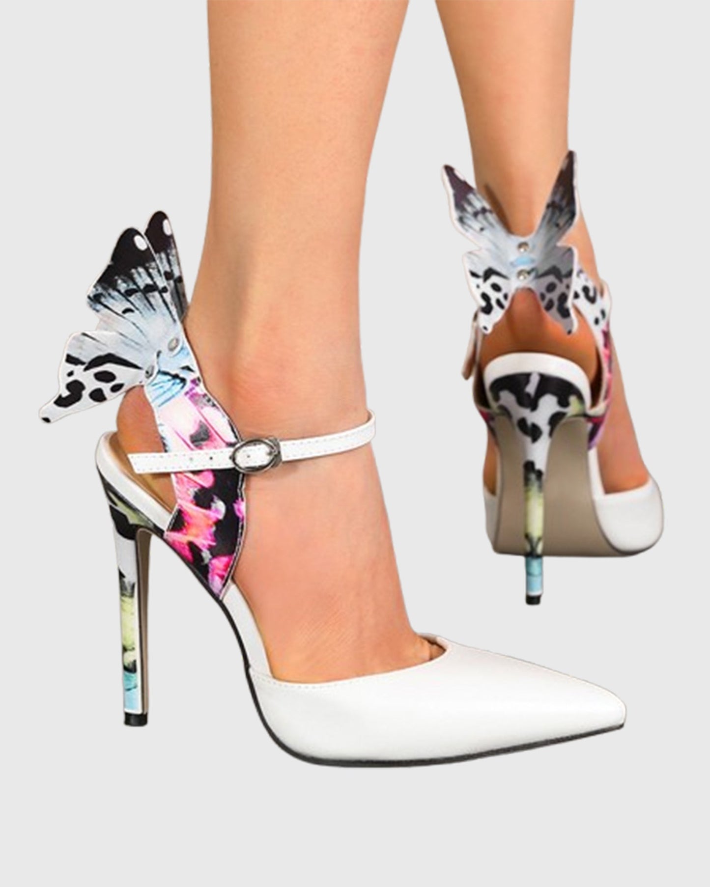 Rossa Butterfly Strap Pumps In White