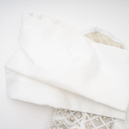 Maura faux-pearl off-shoulder dress