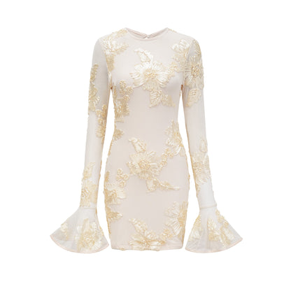 Nalini floral-embroidered open-back dress