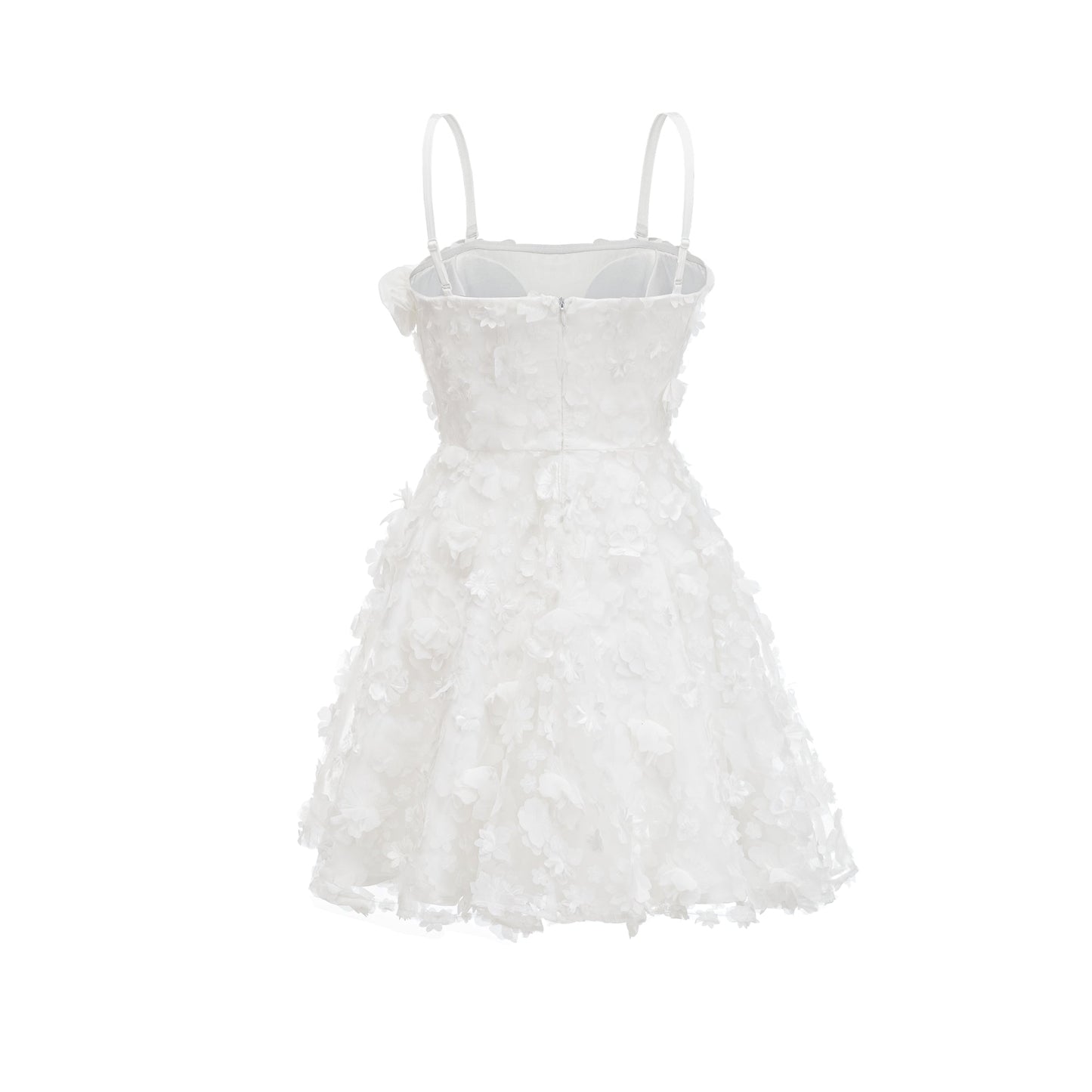 Apolline white faux-flower mini dress