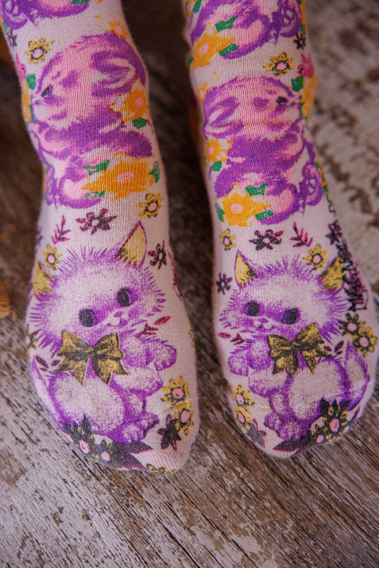 Floral Teddy OTK Socks