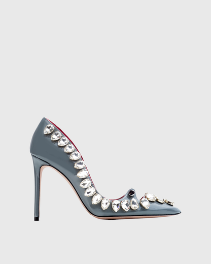 Sang Cutout Rhinestone Embellished Pumps In Blue