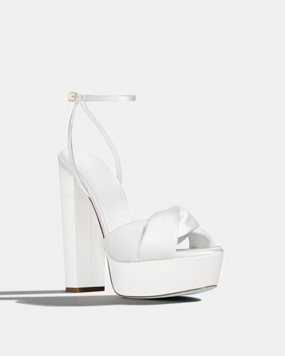 Satu Knot Platform Sandals In White