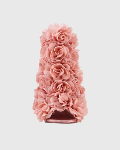 Seia 3D Rose Embellished Heels In Pink