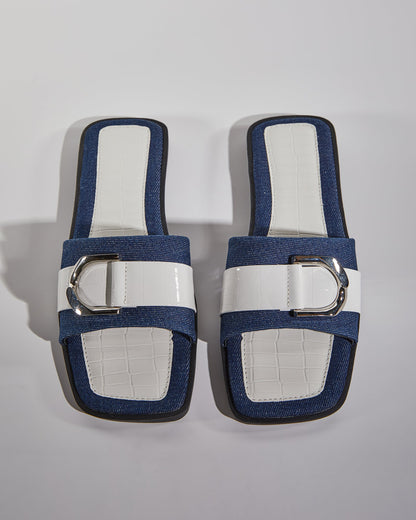 Sky Buckle Two Tone Slippers