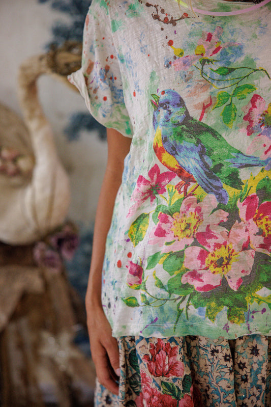 Floral Songbird Art Class Tee