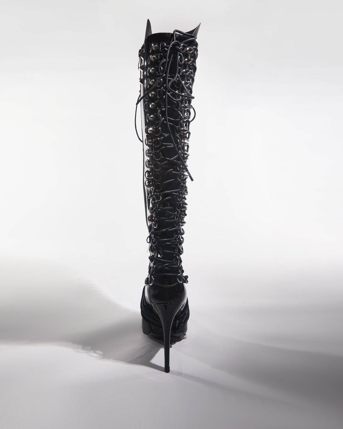 Tala Patent Leather Lace Up Knee High Boots