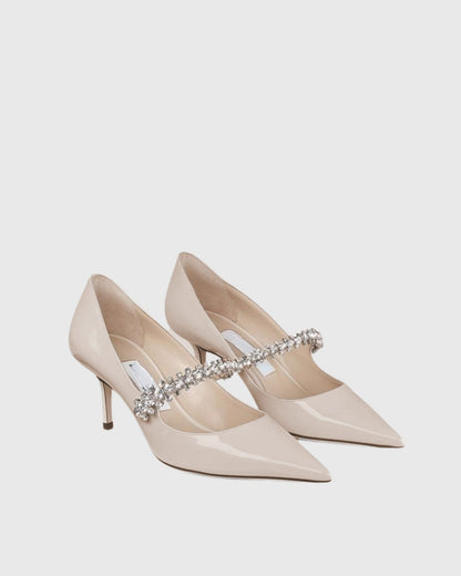 Terza Rhinestone Strap Pumps In Natural