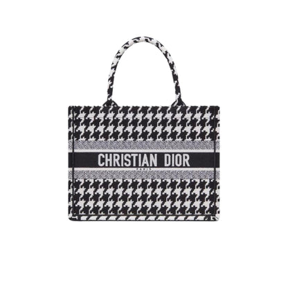 DIOR PERSONALIZED MEDIUM BOOK TOTE BLACK MACRO HOUNDSTOOTH EMBROIDERY/ 36CM M1296ZTQT M911