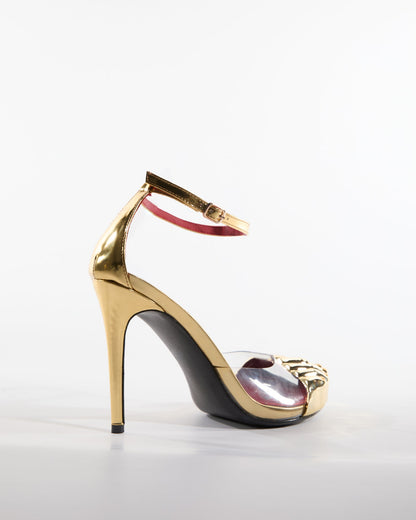 Vanda Gold Toenail Strap Pumps
