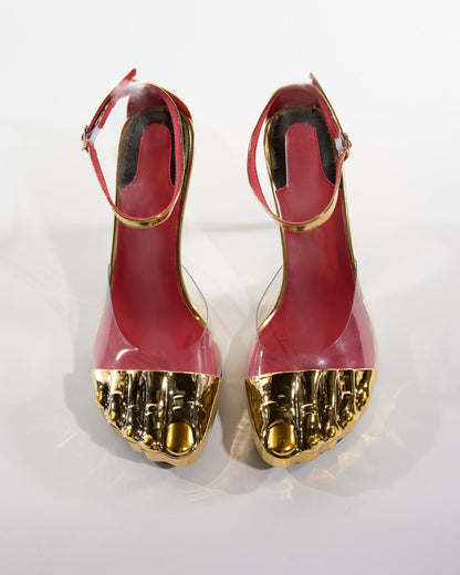 Vanda Gold Toenail Strap Pumps
