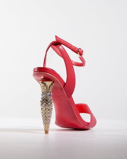 Wallis Rhinestone Geometric Heels In Red