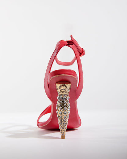 Wallis Rhinestone Geometric Heels In Red