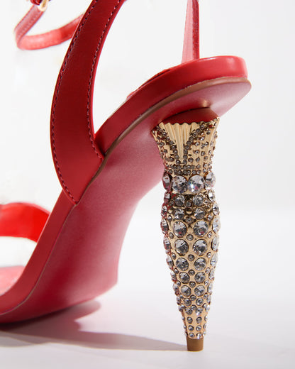 Wallis Rhinestone Geometric Heels In Red