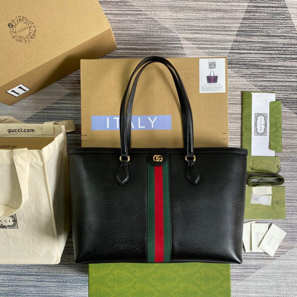 gg Ophidia Medium Tote Black For Women 15in/38cm gg  631685 CWG1A 1060