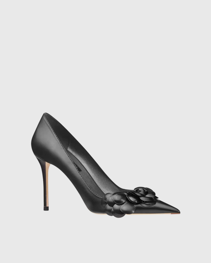 Yasmin All Black Flower Pumps