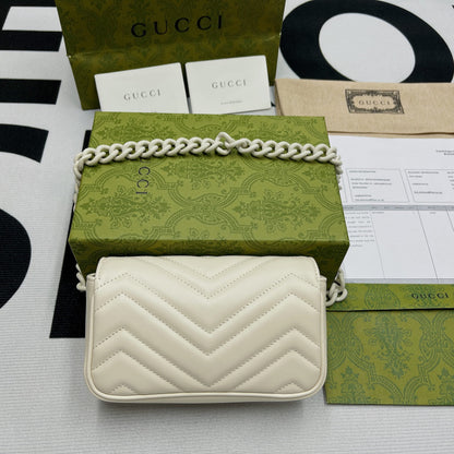 gg Marmont Super Mini Bag White For Women, Women&#8217;s Bags 6.2in/17cm gg