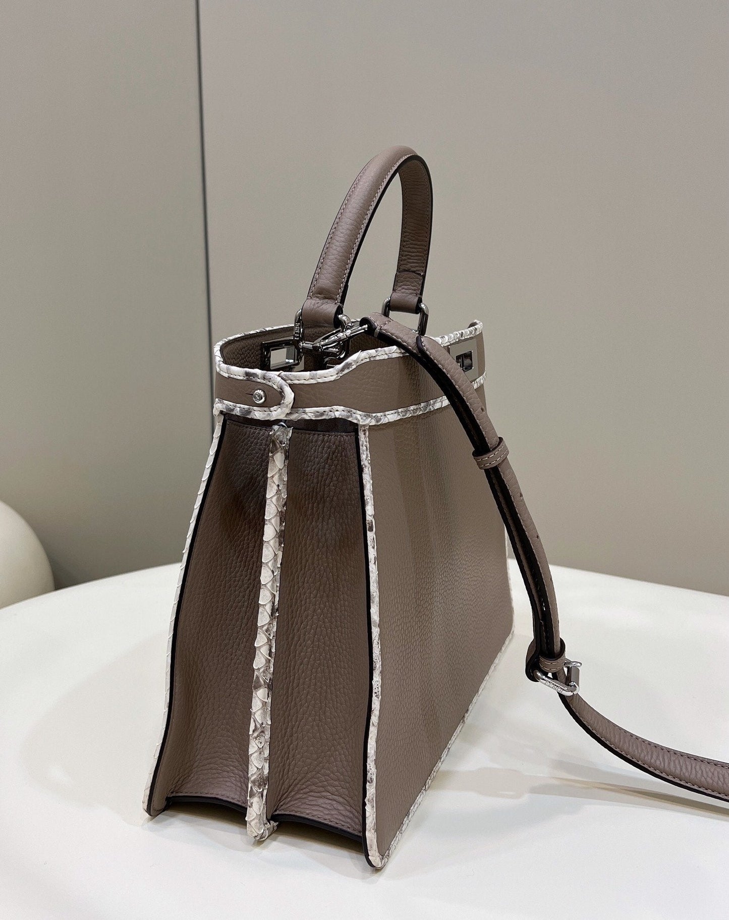 FI Peekaboo ISeeU Medium Greige For Women, Handbags, Shoulder Bag 13.1in/33.5cm FF
