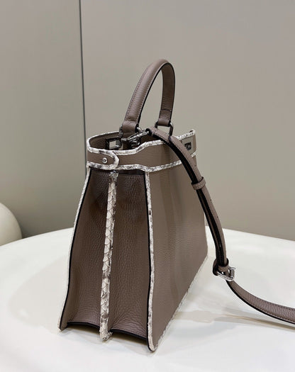 FI Peekaboo ISeeU Medium Greige For Women, Handbags, Shoulder Bag 13.1in/33.5cm FF
