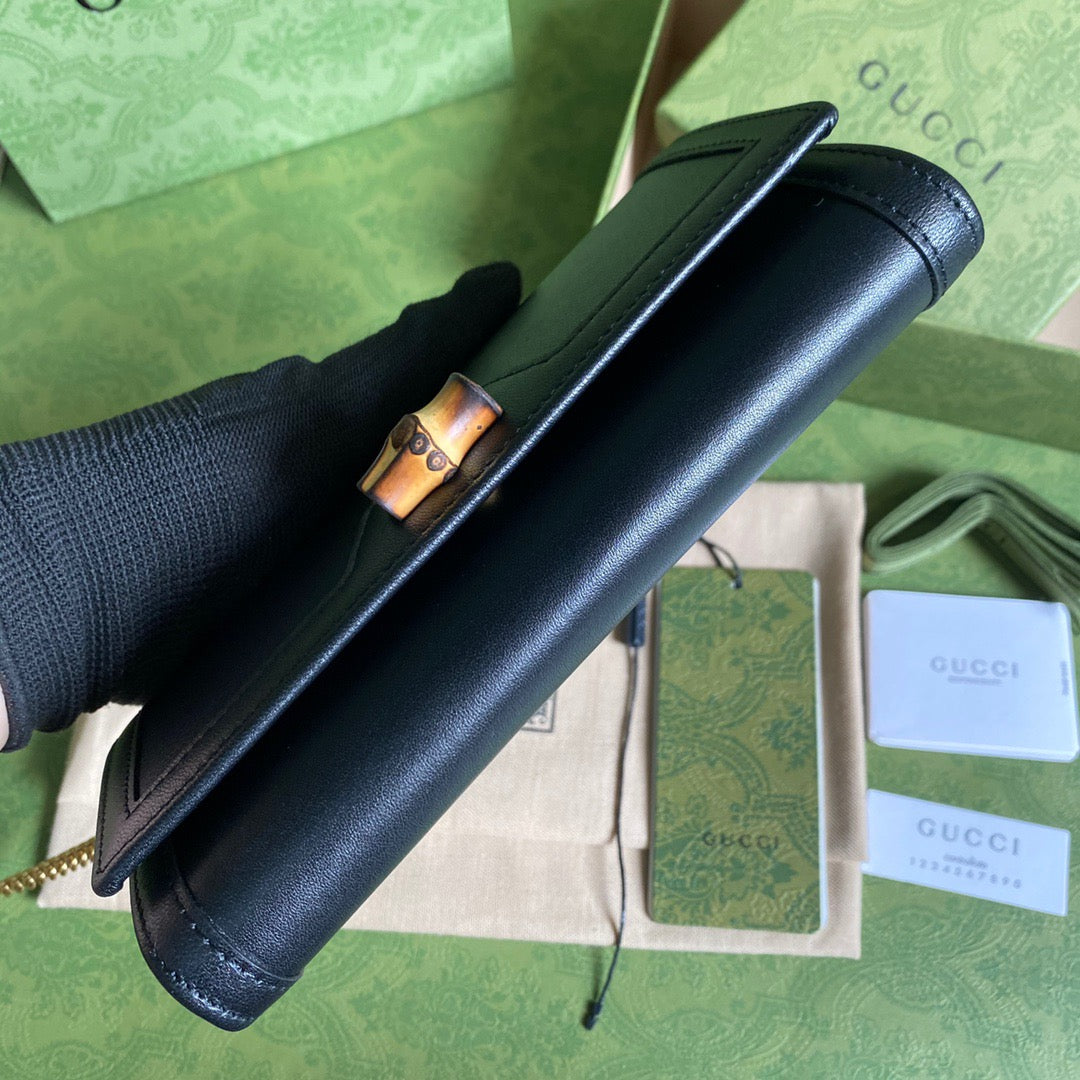 gg Diana Chain Wallet With Bamboo Black For Women, Women&#8217;s Bags 7.4in/19cm gg 658243 17Q0T 1000