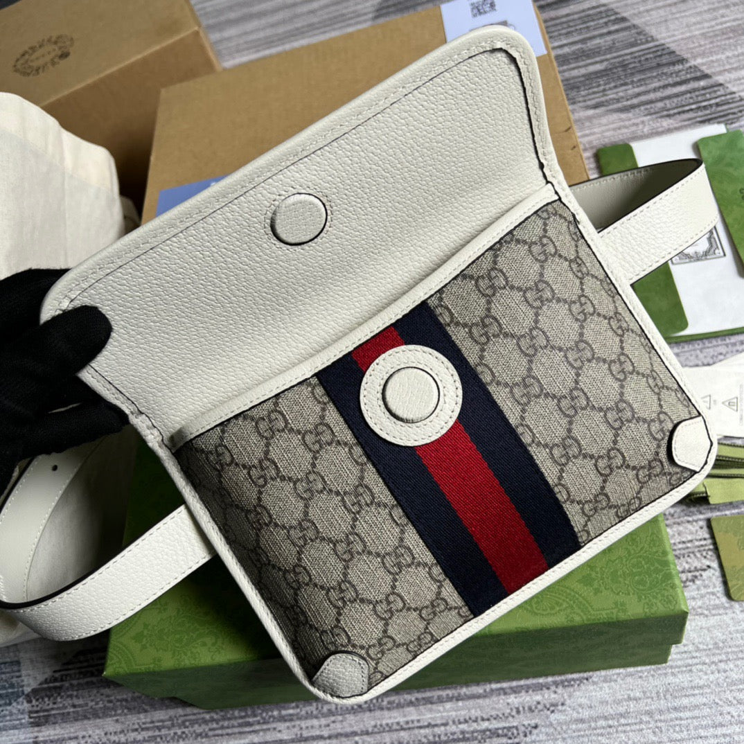 gg Ophidia Belt Bag Beige And Ebony gg Supreme Canvas, A Material With Low Environmental Impact For Men  8.7in/22cm gg 674081 96IWT 9794