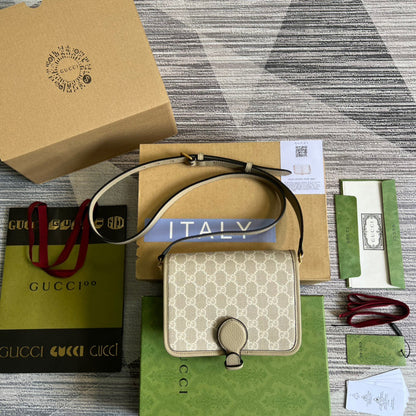 gg Mini Shoulder Bag With Interlocking G Beige For Women, Women&#8217;s Bags 7.9in/20cm gg ‎671620 UULBT 9683