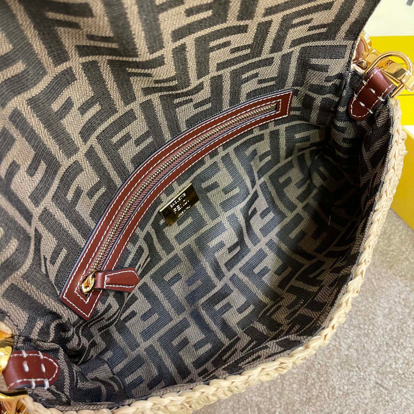 FI Baguette Woven Straw Red For Women, Handbags, Shoulder And Crossbody Bags 10.2in/26cm FF