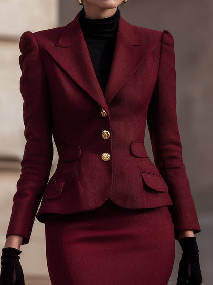 Elegant Tailored Blazer & Pencil Skirt Set