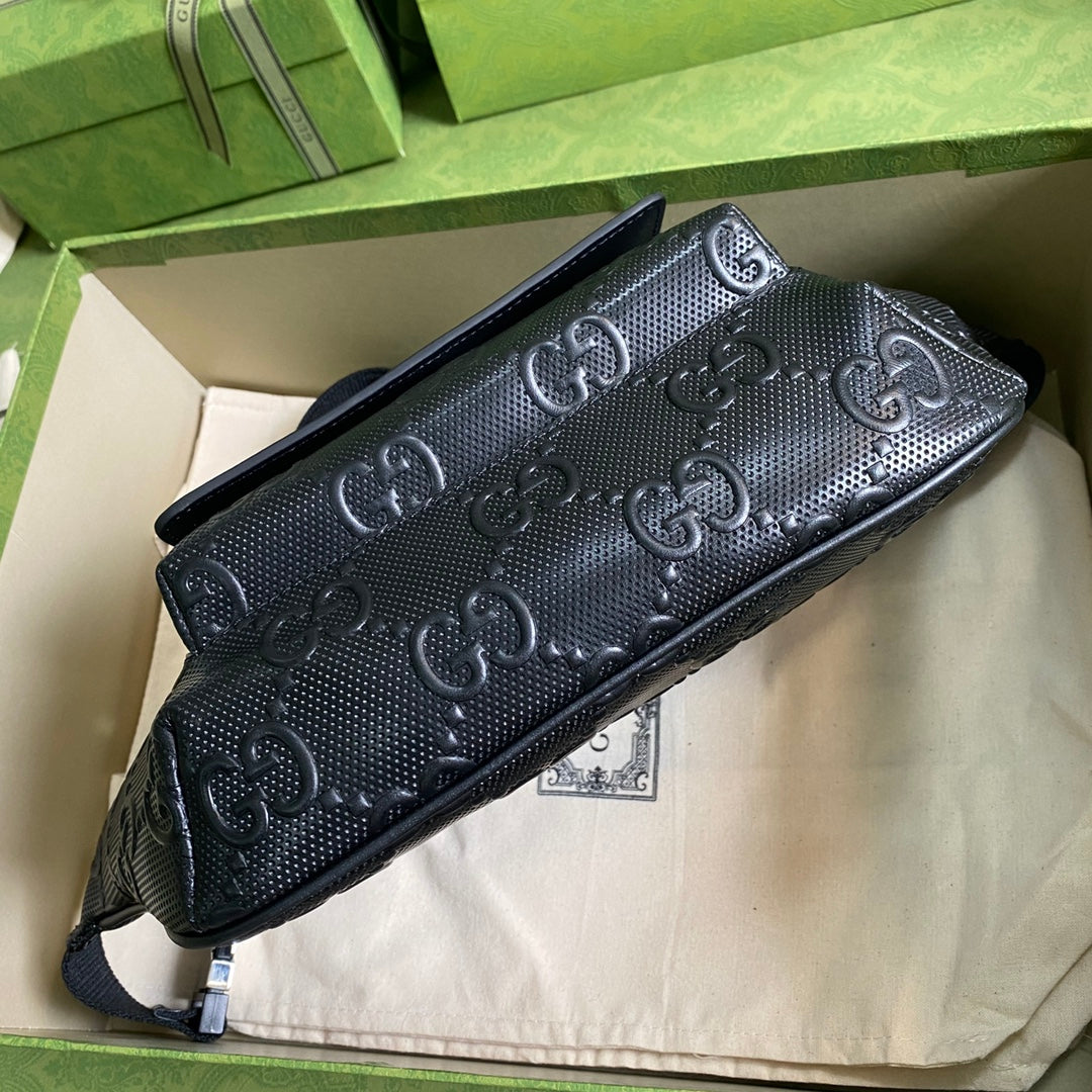 gg Embossed Belt Bag Black gg Embossed For Men  11in/28cm gg 645093 1W3CN 1000