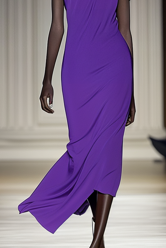 Elegant Evening Formal Purple Dress One Shoulder Gown