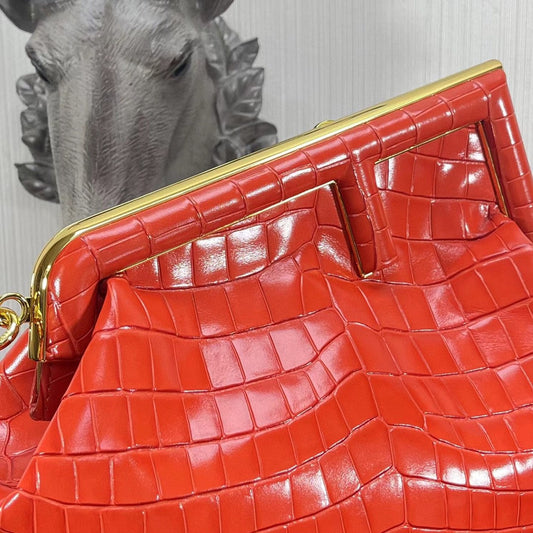 FI First Medium Orange Crocodile Bag For Woman 32.5cm/13in