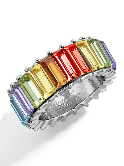 Fashionable Multicolor Rhinestone Alloy Band Ring
