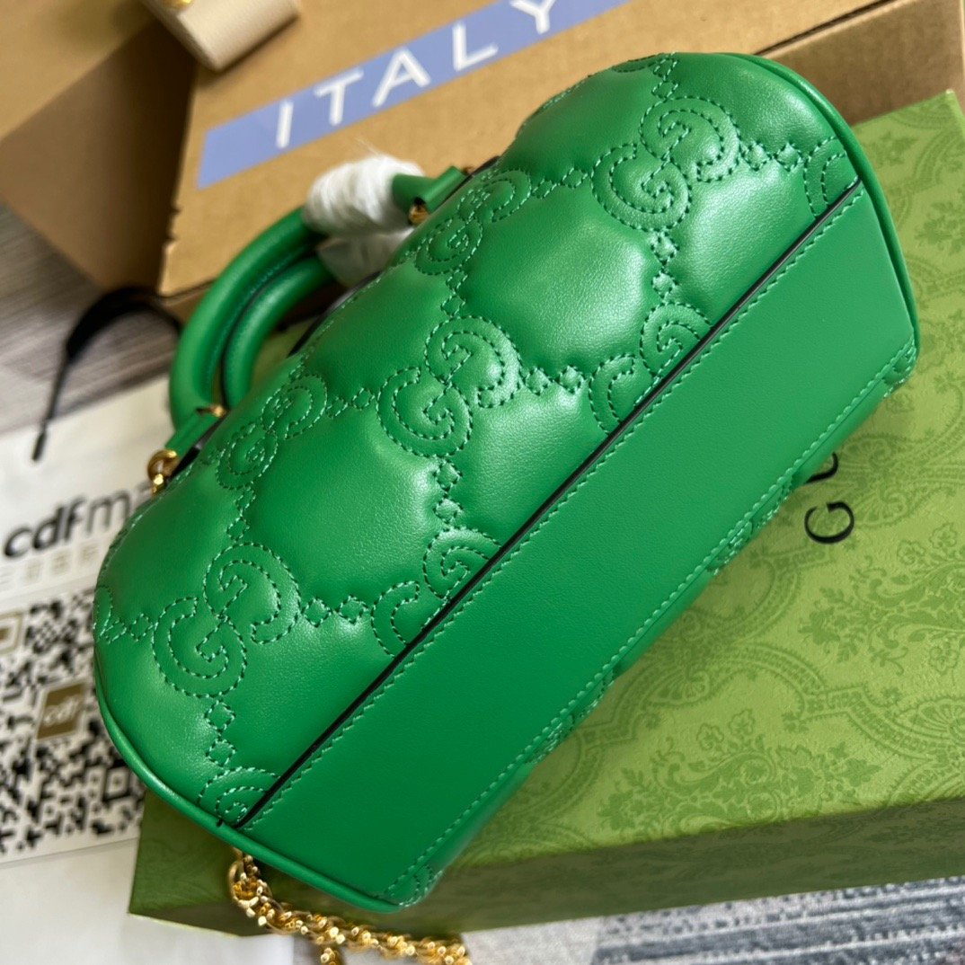 gg Matelasse Top Handle Bag Green For Women, Women&#8217;s Bags 7.5in/19cm gg 702251 UM8HG 3389
