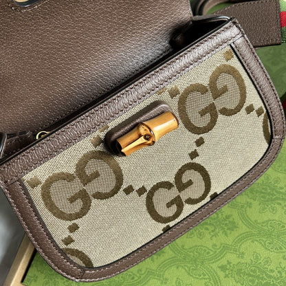 gg Bamboo 1947 Jumbo gg Small Top Handle Bag Camel And Ebony Jumbo gg Canvas Brown For Women 8.3in/21cm 675797 UKMDT 2570