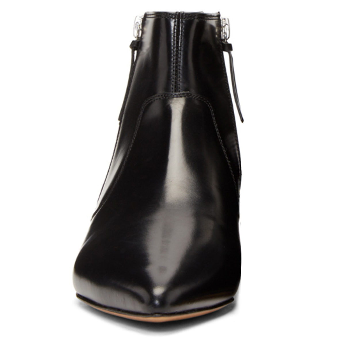 Full Black Pointed Toe Double Zipper Flat Ankle Boots