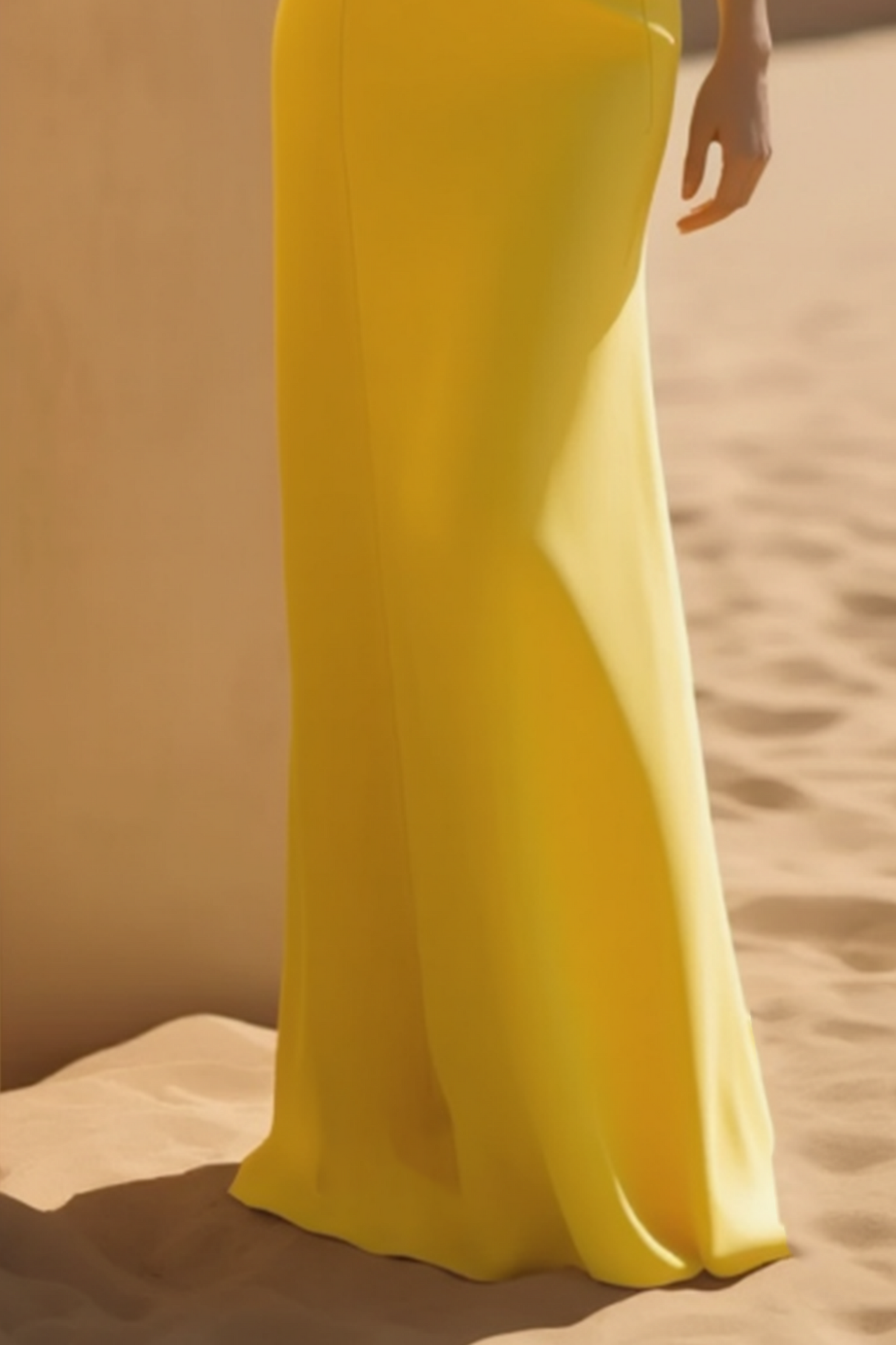 Formal Evening Dress Yellow Strapless Floor-Length Dress