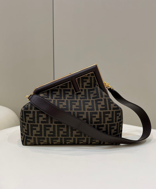 FI First Small Brown Canvas For Women, HandBags, Shoulder And Crossbody Bags 10.2in/26cm FF 8BP129